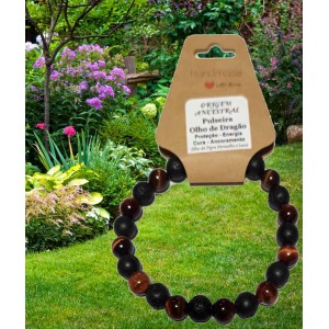 PULSEIRA ANCESTRAL - OLHO DE DRAGÃO (C/ PEDRAS SEMI-PRECIOSAS)